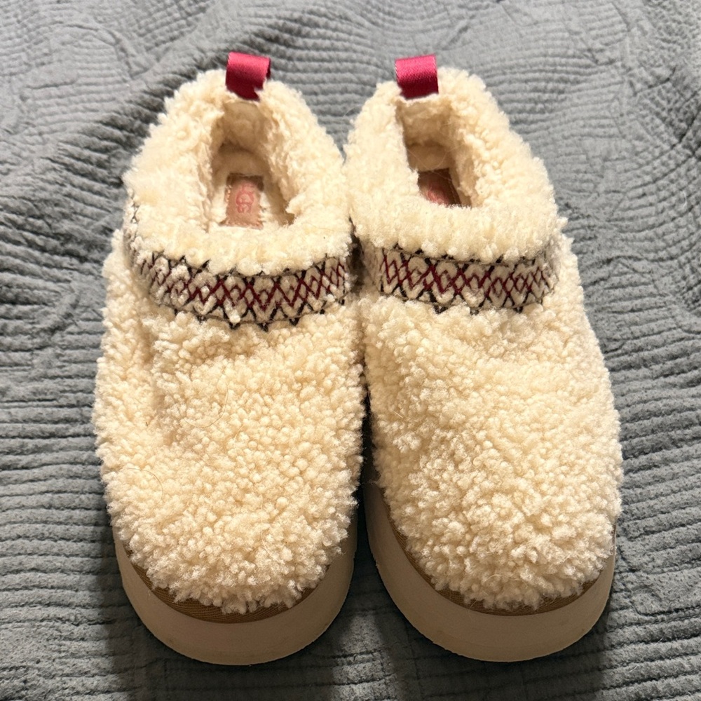UGG Cream and Pink Kids Slippers